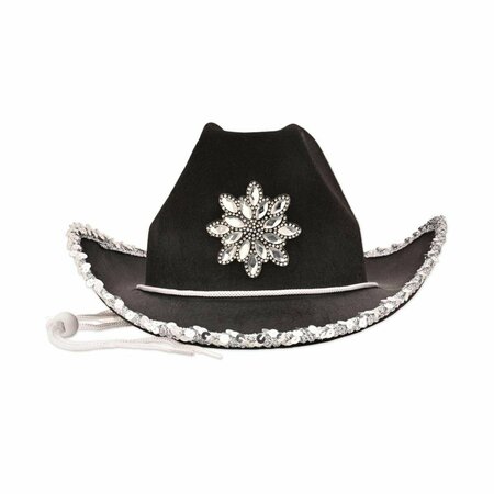 GOLDENGIFTS Black Felt Cowgirl Hat with Gemstones, 6PK GO2795492